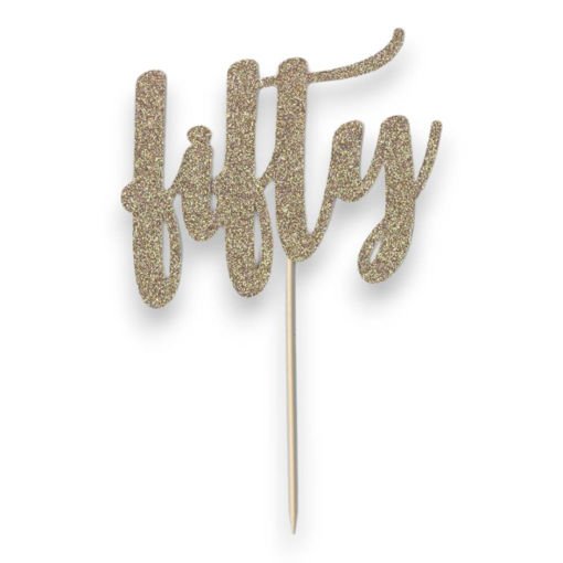 Picture of FIFTY CAKE TOPPER ROSE GOLD GLITTER